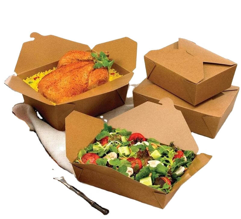 Chicken to go handle top small family take out boxes eco-friendly brown  kraft fast food carryout boxes – GUprint