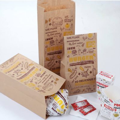 Wholesale Biodegradable kraft custom printed fast food paper bags paper ...
