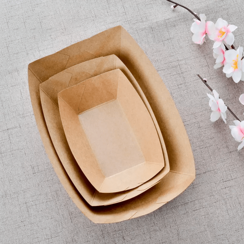 Wholesale Custom Printed Hot Dog Kraft Paper Food Trays Disposable