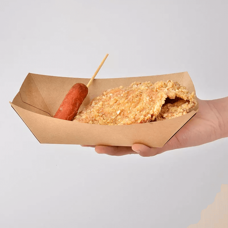 Wholesale Custom Printed Hot Dog Kraft Paper Food Trays Disposable
